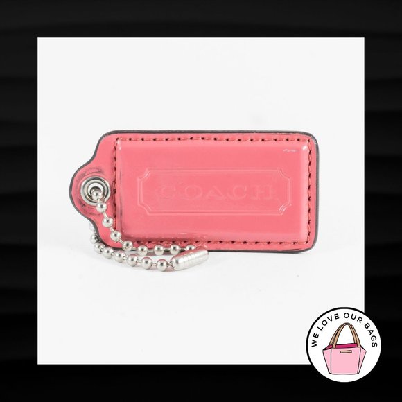 Coach Accessories - 2.5" Large COACH PINK PATENT LEATHER NICKEL KEY FOB BAG CHARM KEYCHAIN HANG TAG